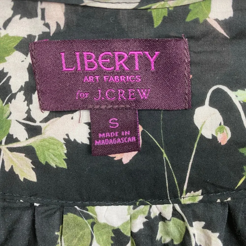 J.Crew x Liberty of London Black Floral Poppy Dream Peasant Blouse Sz.S